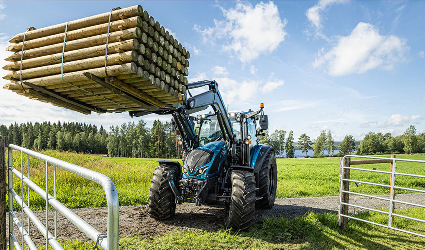 Forklift in use on a field